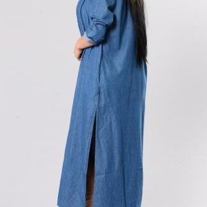Free People Maxi Duster Dress Button Front